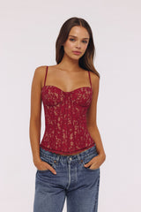 Wine Lace Corset Top