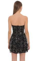 Embellished Strapless Mini Dress in Black