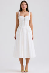 White Broderie Anglais & Cotton Midi Dress