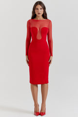 Scarlet Plunge Midi Dress