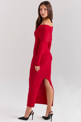 Holly Red Cashmere Blend Midi Skirt