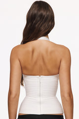 True White Halter Neck Bandage Top
