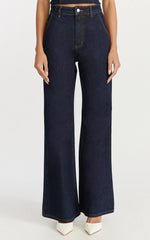 Therese Jeans - High Waist Wide Leg Flare Recycled Denim Jeans in Raw
