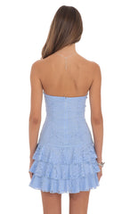 Strapless Floral Mini Dress In Blue