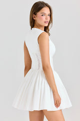 White Stretch Cotton Mini Dress