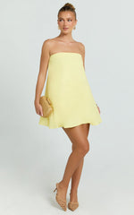 Emmie Mini Dress - Strapless Trapeze Mini Dress in Lemon