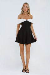 Black Tie Brilliance Off Shoulder Faux Fur Mini Dress Black