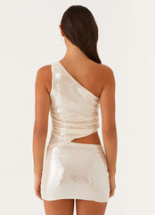 Seranella One Shoulder Mini Dress - Ivory
