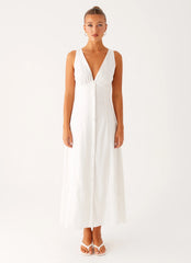 Tamsin Linen Maxi Dress - White