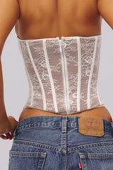 White Lace Boned Corset Top