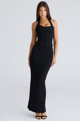 Black Panelled Bodycon Skirt