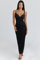 Black Hand Beaded Embellished Maxi Dress - Limited Edition