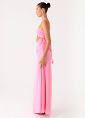 Falling Forever Strapless Beaded Maxi Dress - Pink