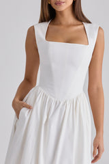 White Cotton Midi Sundress