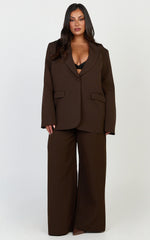 Selena Blazer - Oversized Single Breasted Blazer in Brown