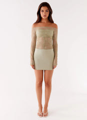 Collide Lace Mini Dress - Sage