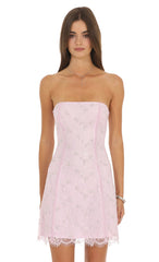 Strapless Lace Dress in Pink