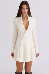 Cream Asymmetric Skater Mini Dress