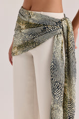 Animal Print Georgette Hand Embellished Beaded Sarong