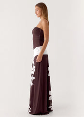 Palomar Strapless Maxi Dress - Chocolate Tropic Floral