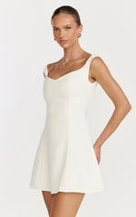 Jayce Mini Dress - Off The Shoulder A Line Dress in White