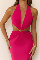 Dazzling Presence Halter Maxi Dress Pink