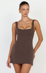 Zaria Mini Dress - Panel Dress in Mocha