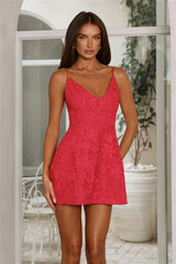 Soft Petal Dreams Embroidered Mini Dress  Pink