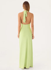 Cristal Halter Maxi Dress - Lime
