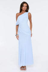 The Influencer Mesh One Shoulder Maxi Dress Blue