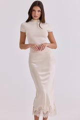 Ivory Cotton + Cashmere Short Sleeve Top