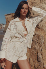 White Cotton Broderie Anglaise Shorts