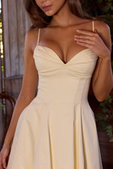 Lemon Cotton Princess Cut  Midi Sundress