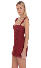 Lace Mini Dress in Red