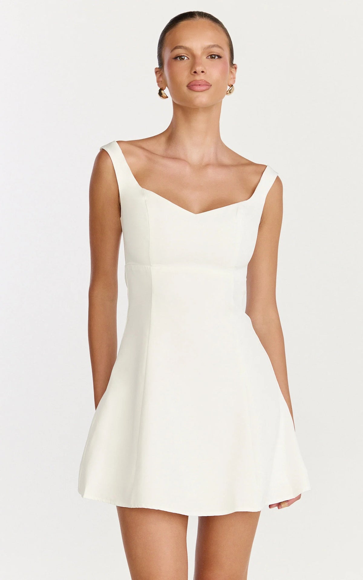 Jayce Mini Dress - Off The Shoulder A Line Dress in White