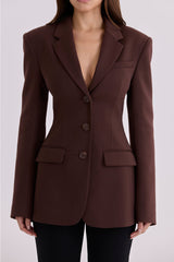 Chocolate Crepe Hourglass Blazer Jacket