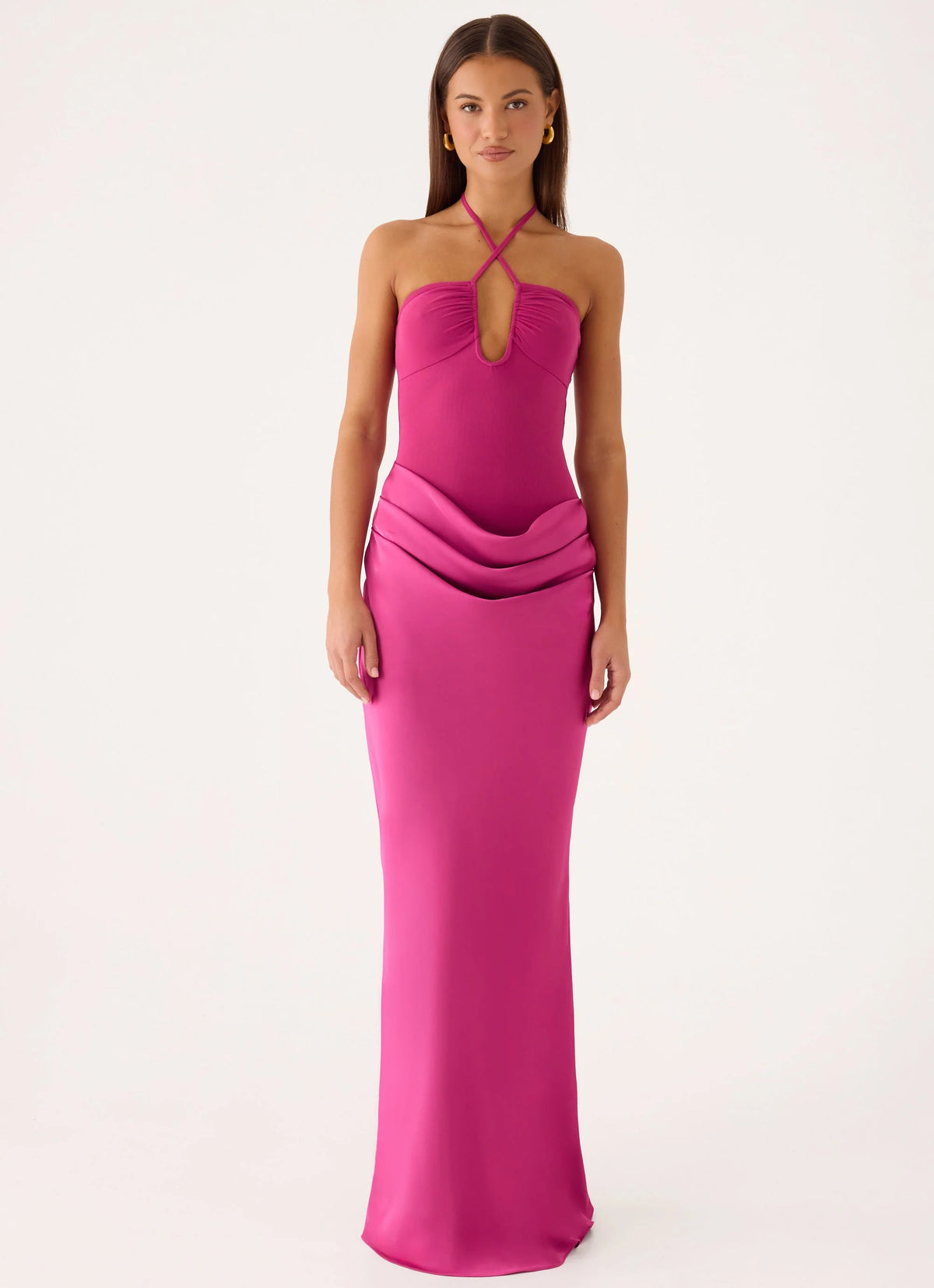 Verner Halter Maxi Dress - Berry