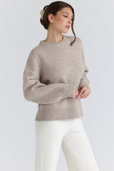 Oatmeal Wool Chunky Knit Sweater