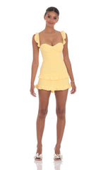 Ruffle Bodycon Dress in Yellow