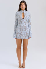 Bluebell Keyhole Lace Mini Dress