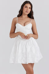 White Jacquard Corset Mini Dress