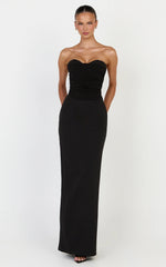 Helda Top - Strapless Corset Lace Up Back Top in Black