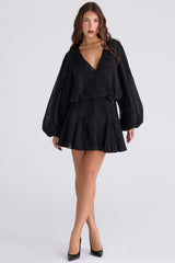 Black Hand Beaded Georgette Mini Dress - Limited Edition
