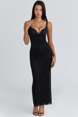 Black Hand Beaded Embellished Maxi Dress - Limited Edition