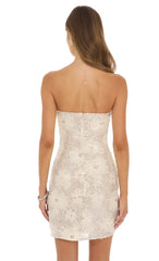 Strapless Sequin Mini Dress in Cream