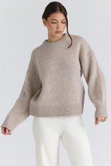 Oatmeal Wool Chunky Knit Sweater