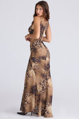 Leopard Print Georgette Panelled Maxi Dress - Limited Edition