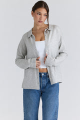 Grey Cashmere + Merino Wool Knit Shirt