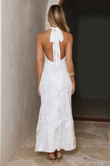 Golden Moments Halter Maxi Dress White