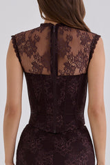 Chocolate Brown Lace Corset Top